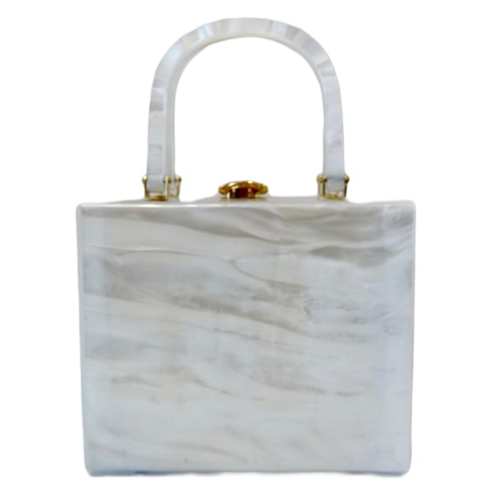 1950s Stylecraft Miami Lucite Top Handle Box Bag - Picture 3 of 7